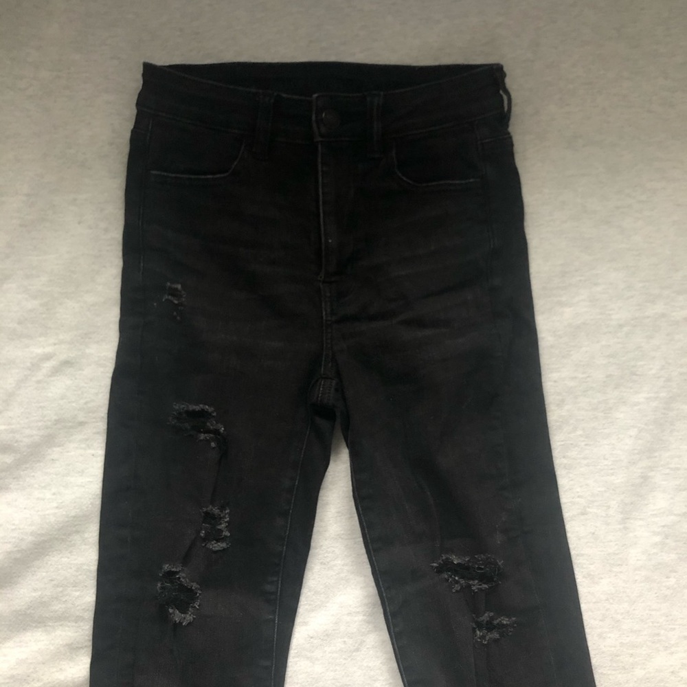 AE black cropped skinny jeans with rips